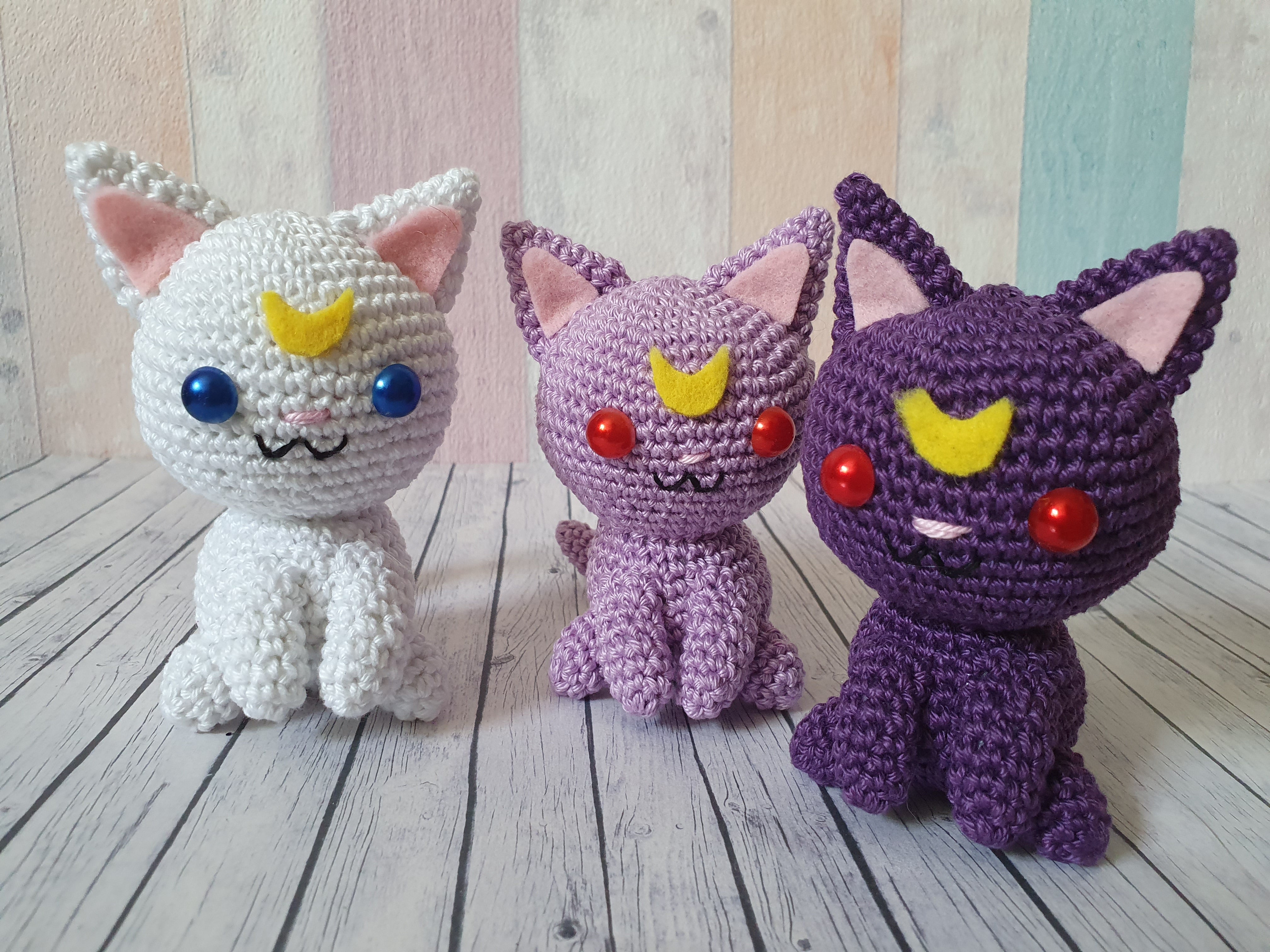 Amigurumi Sailor Moon Cats Luna / Artemis / Diana - Choose your favorite! - UnicateArt